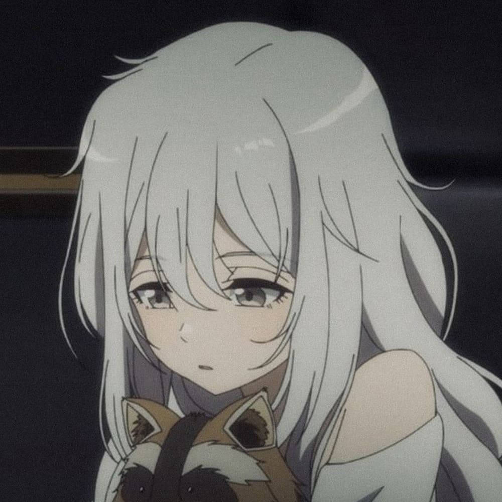 Girl With Racoon Sad PFP, anime girl, silver hair, SD Desktop Wallpaper