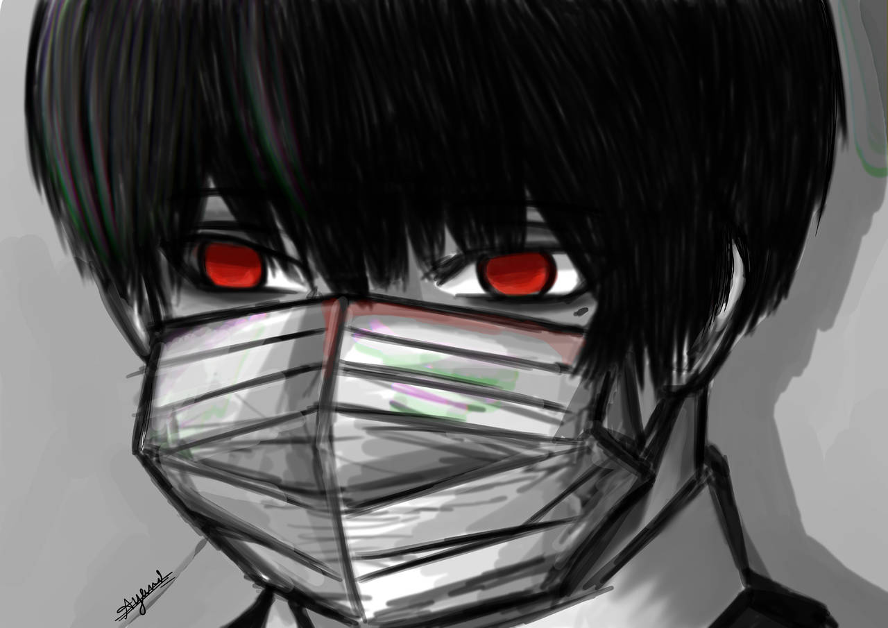 anime character, black hair, glowing red eyes, HD Desktop Wallpaper