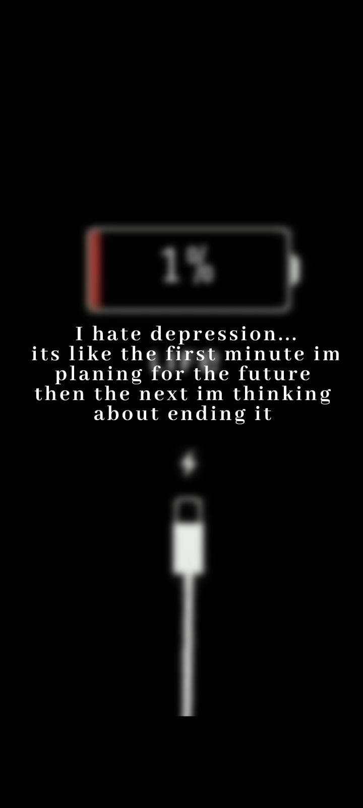 1% battery icon, charging cable, black background, HD Phone Wallpaper