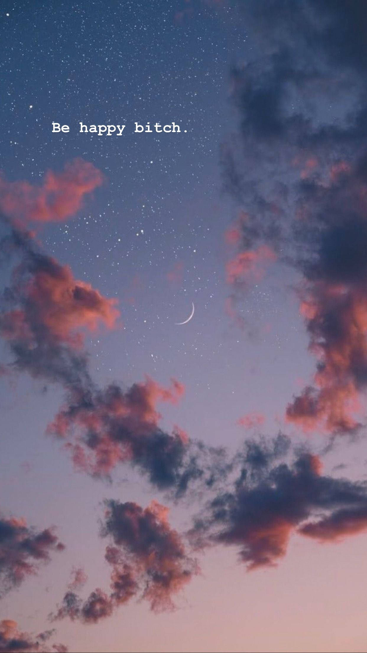 twilight sky, pink and purple clouds, crescent moon, Full HD Phone Wallpaper