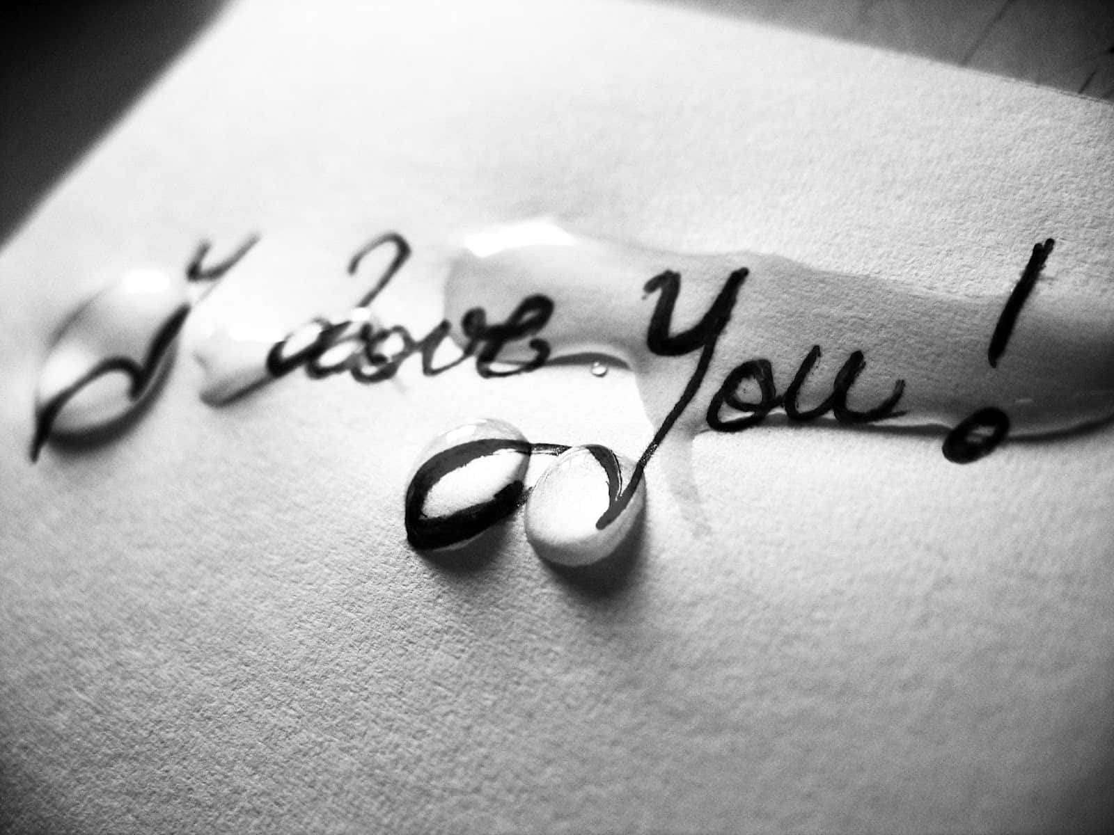 I love you!, glossy ink droplets, textured paper, HD Desktop Wallpaper