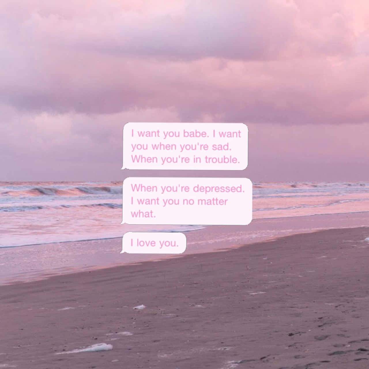 Sad Romance, pink-hued beach, dusk, HD Desktop Wallpaper