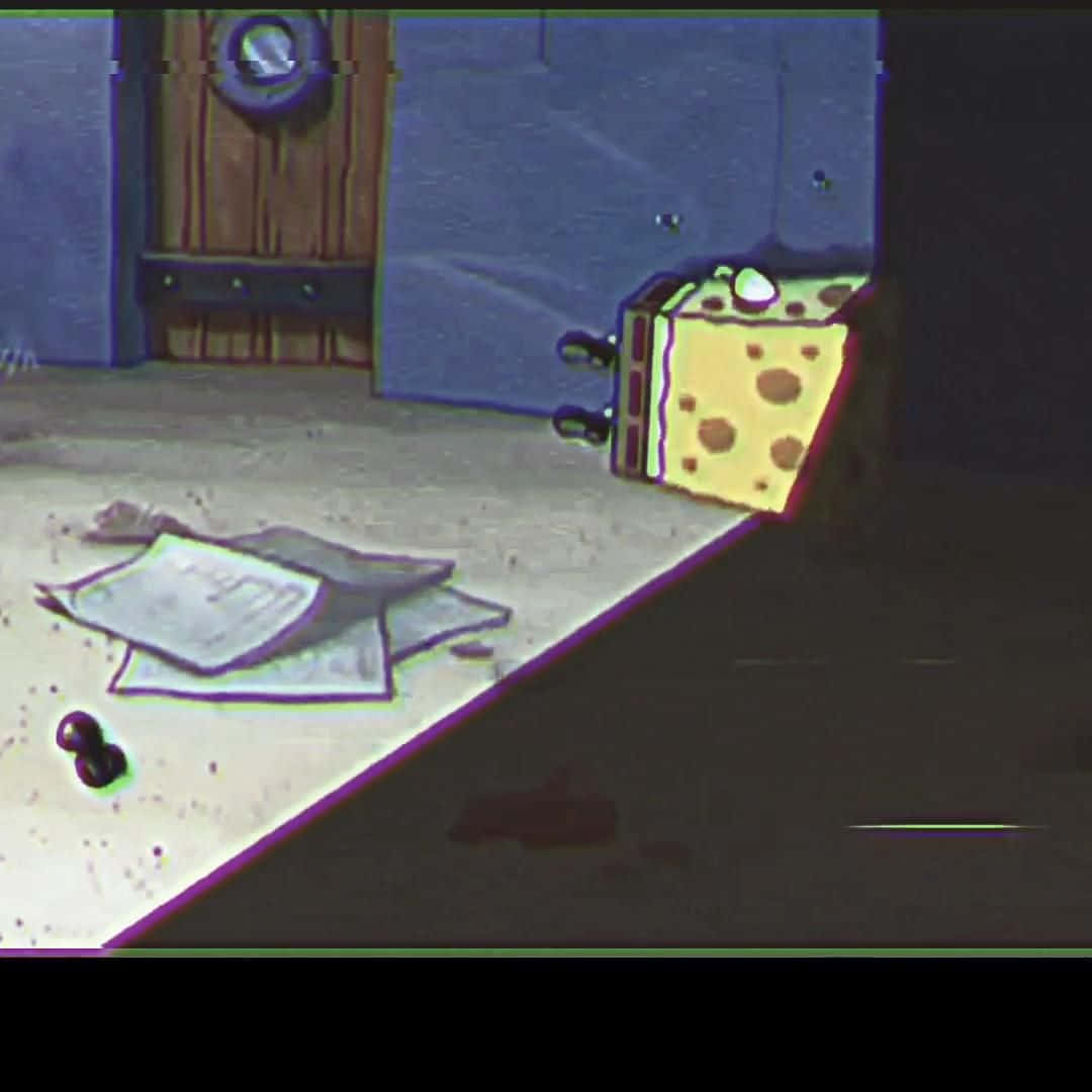 Sad Spongebob, cartoon sponge character, floor, SD Desktop Wallpaper