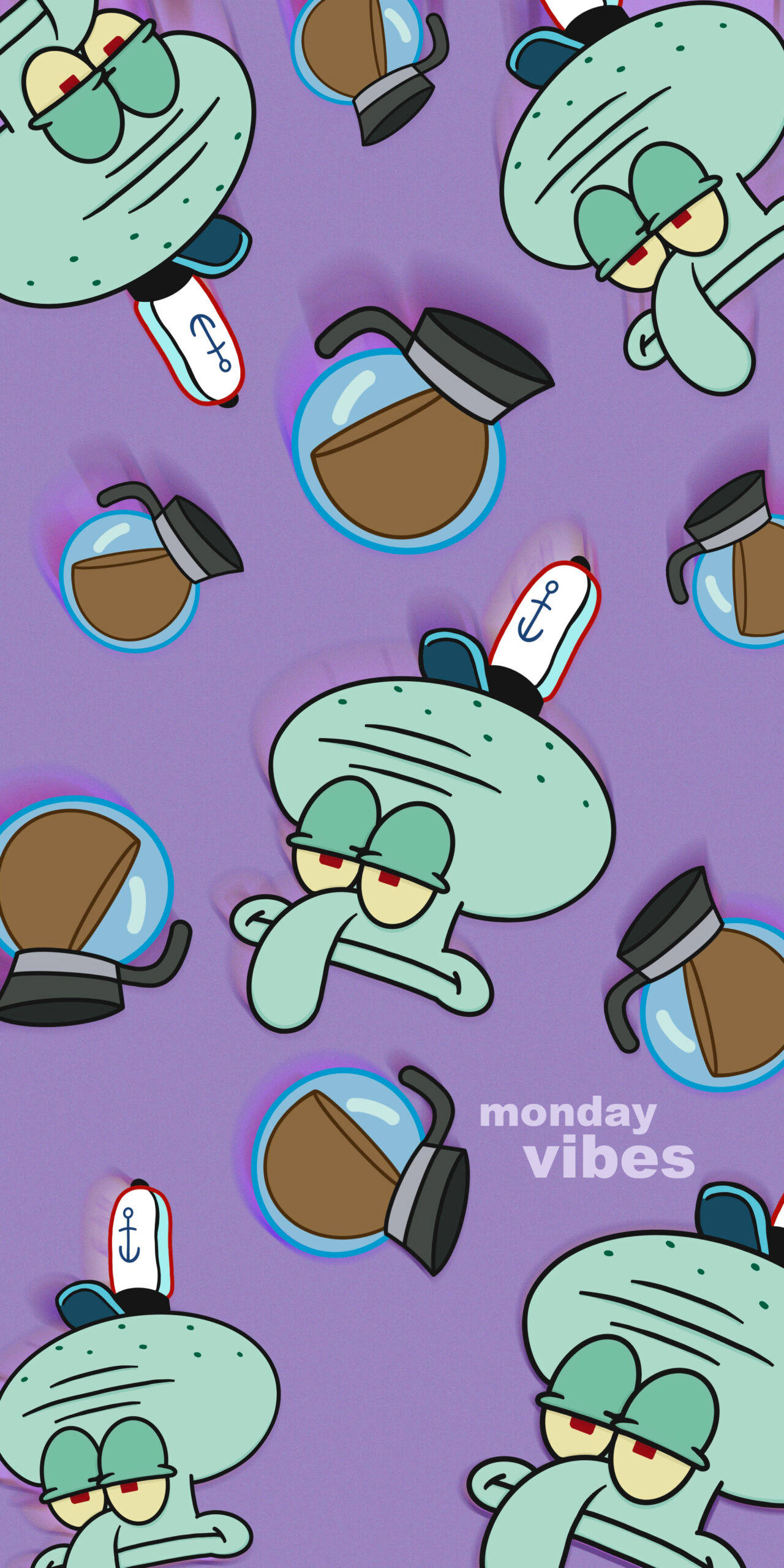 Squidward, coffee pot, anchor hat, 2K Phone Wallpaper