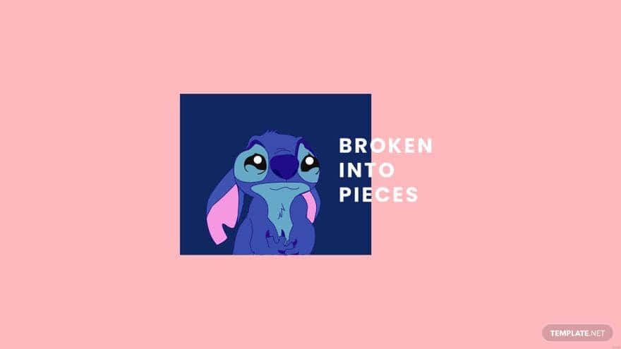 Sad Stitch, blue alien character, pink ears, SD Desktop Wallpaper