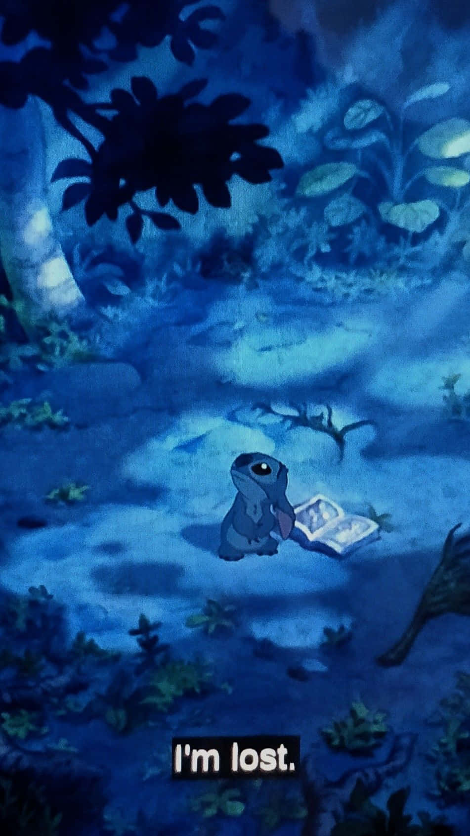 Stitch, blue alien, moonlit jungle, HD Phone Wallpaper