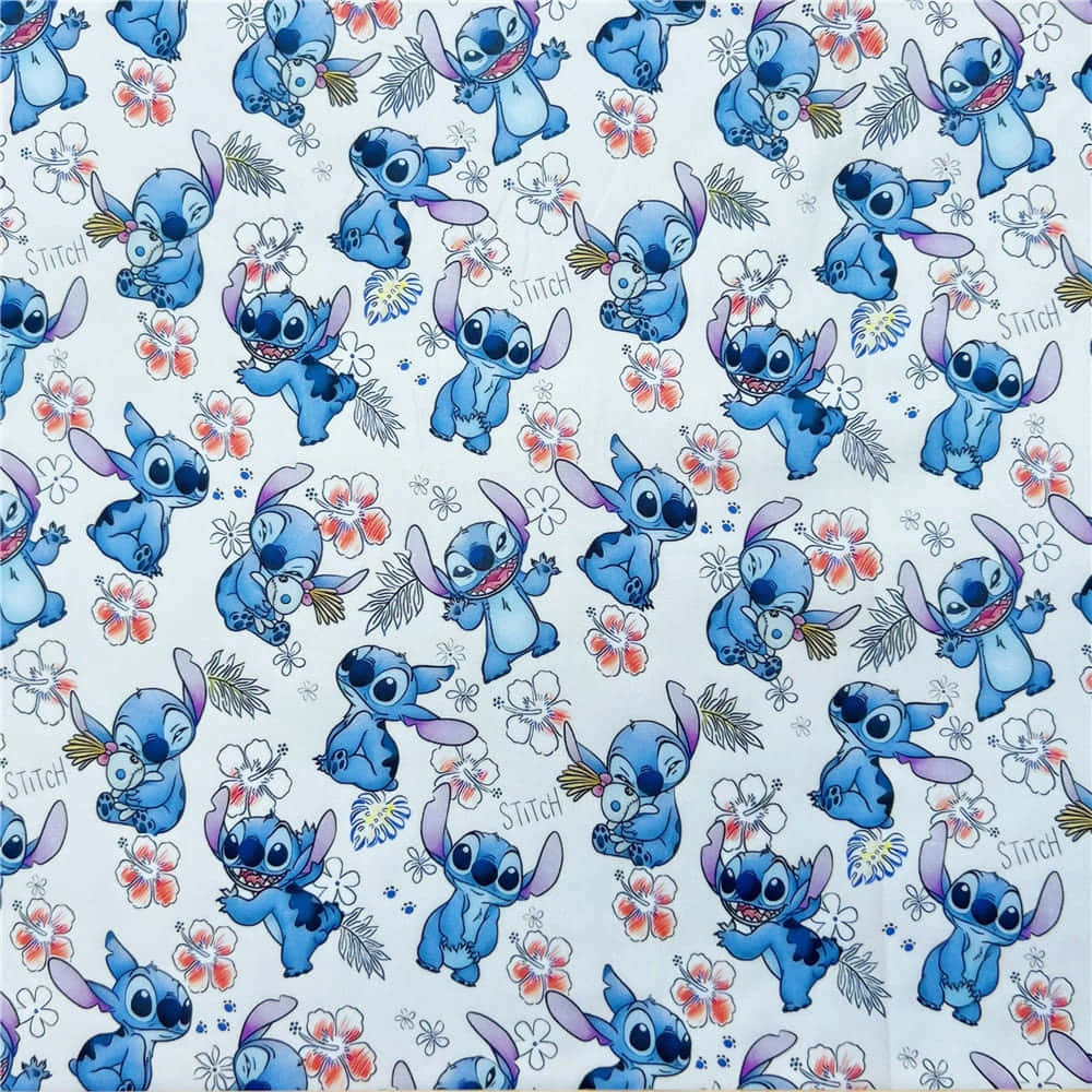 Stitch, blue and white, repeating pattern, SD Desktop Wallpaper