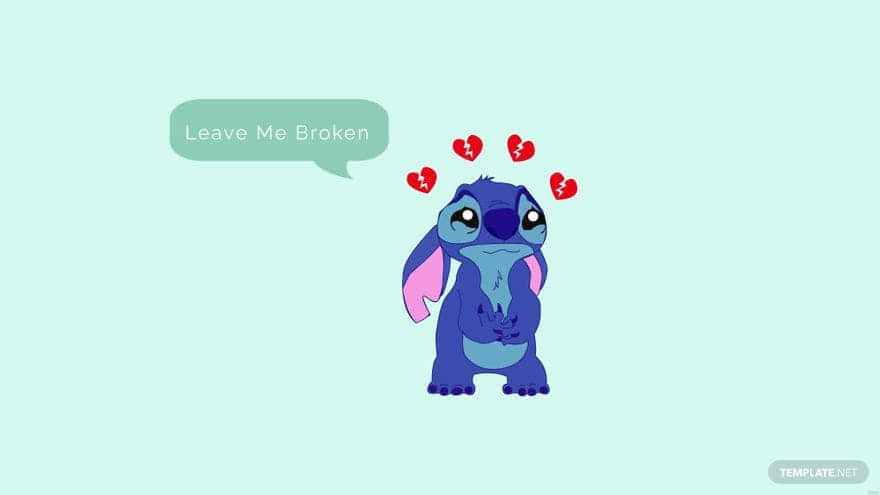 Sad Stitch, blue cartoon alien, pink ears, SD Desktop Wallpaper