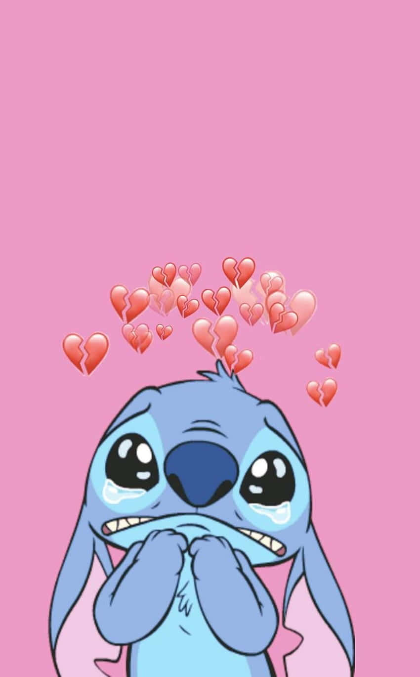 Sad Stitch, blue cartoon alien, teary eyes, HD Phone Wallpaper