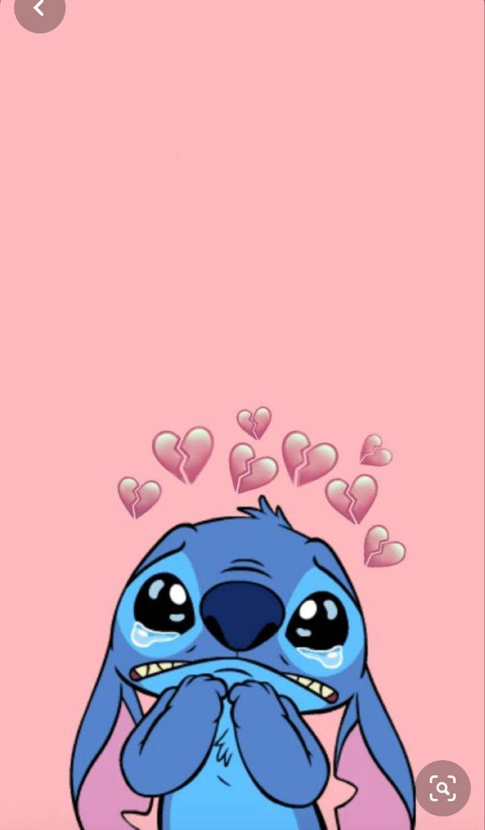 Sad Stitch, blue cartoon alien, big eyes, SD Phone Wallpaper