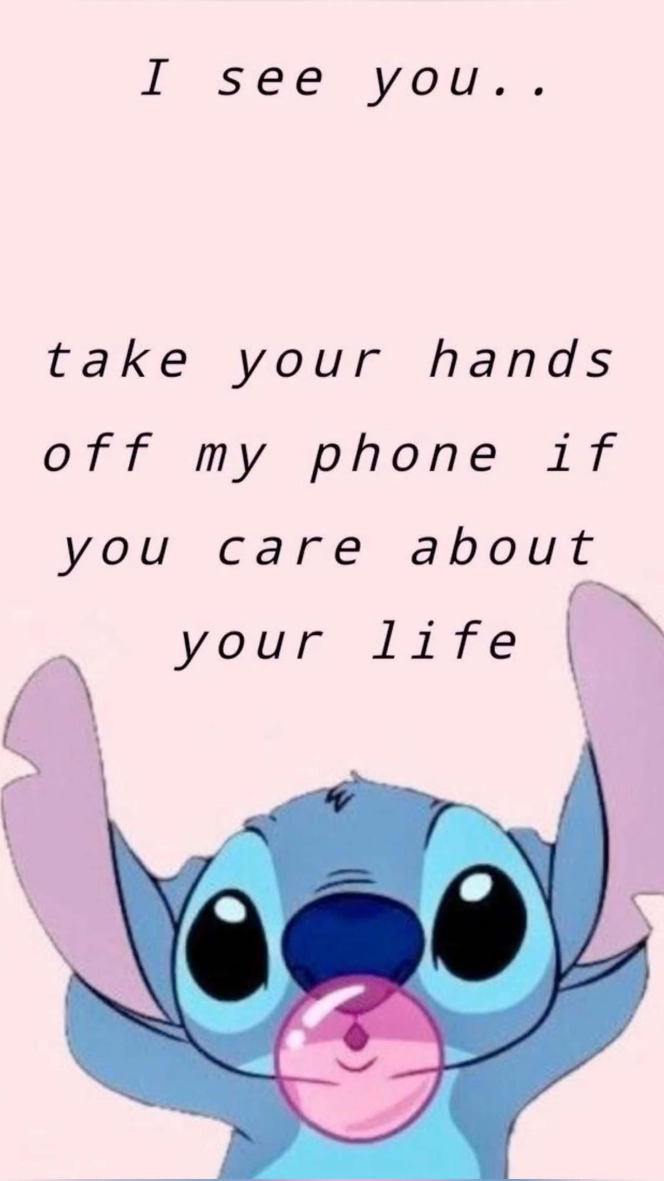 Stitch, blue cartoon character, pink bubblegum bubble, 4K Phone Wallpaper