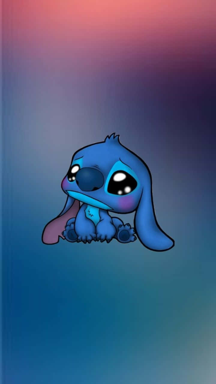 Sad Stitch, blue alien, big eyes, SD Phone Wallpaper