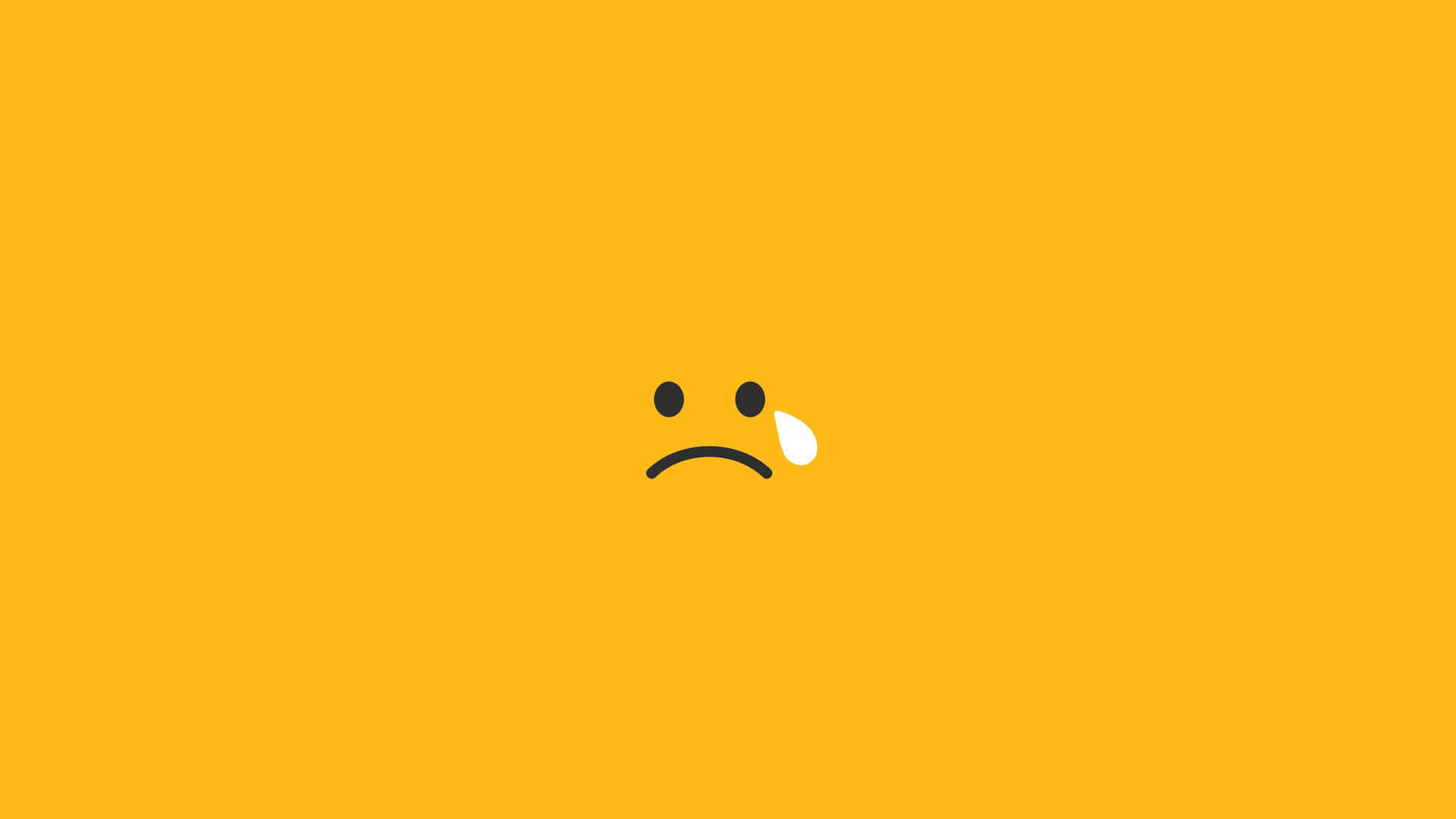 sad face, single tear, solid warm yellow background, Full HD Desktop Wallpaper