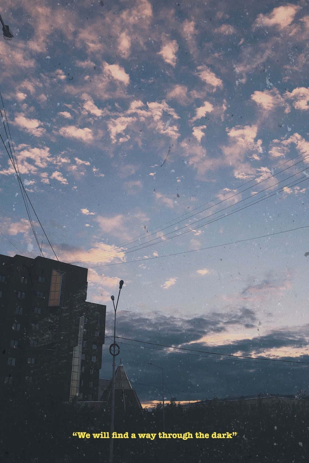 dusk, pink and blue clouds, dark buildings, HD Phone Wallpaper