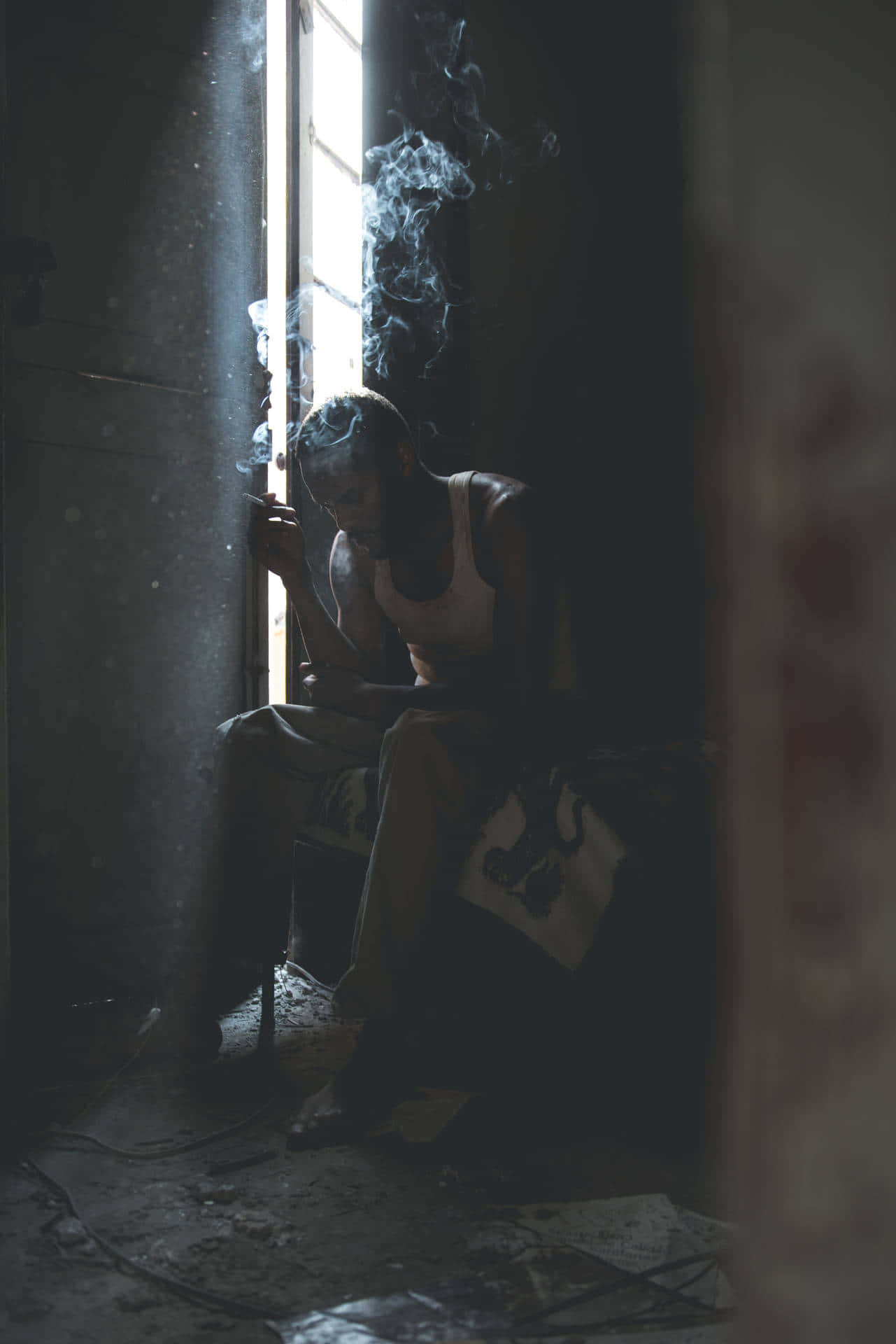Sad Vibes, man, smoking, Full HD Phone Wallpaper