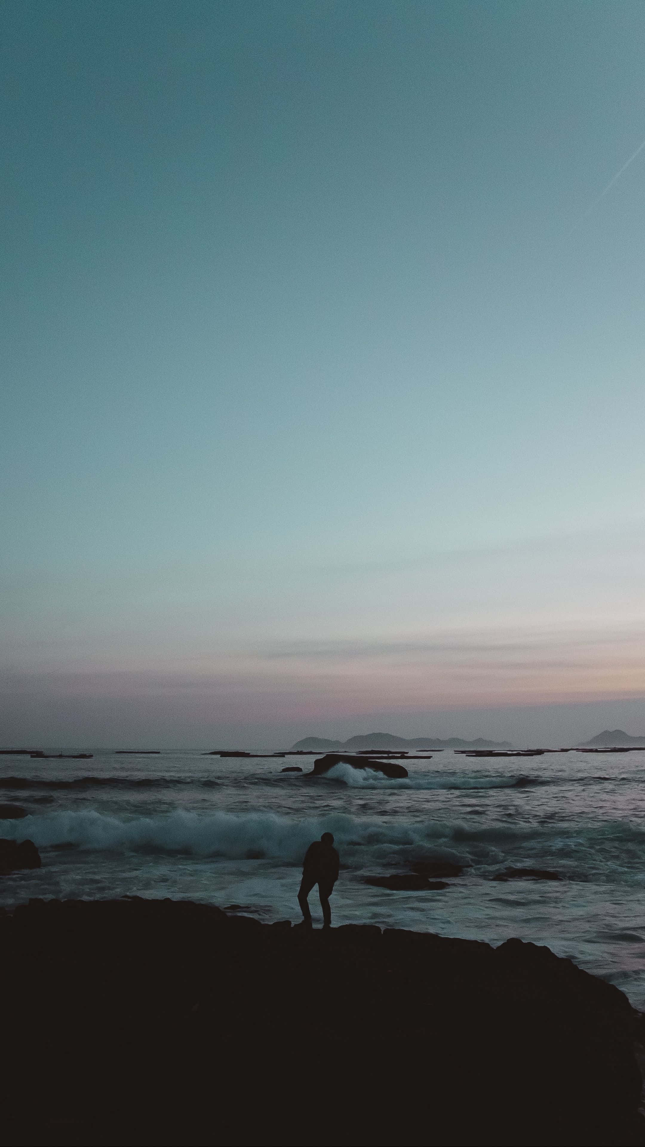 Sad Vibes Man, Beach, Sunset, 4K Phone Wallpaper