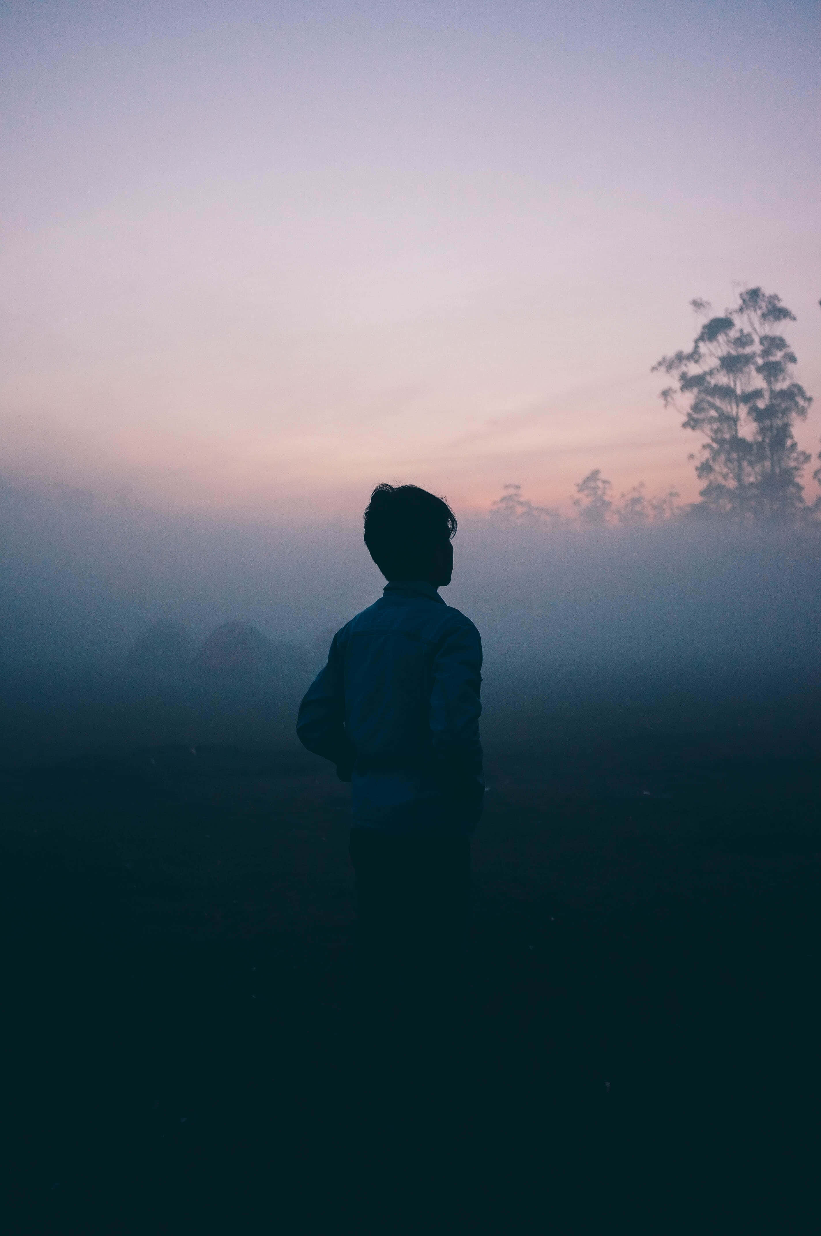 Sad Vibes Man, fog, misty dawn light, 4K Phone Wallpaper
