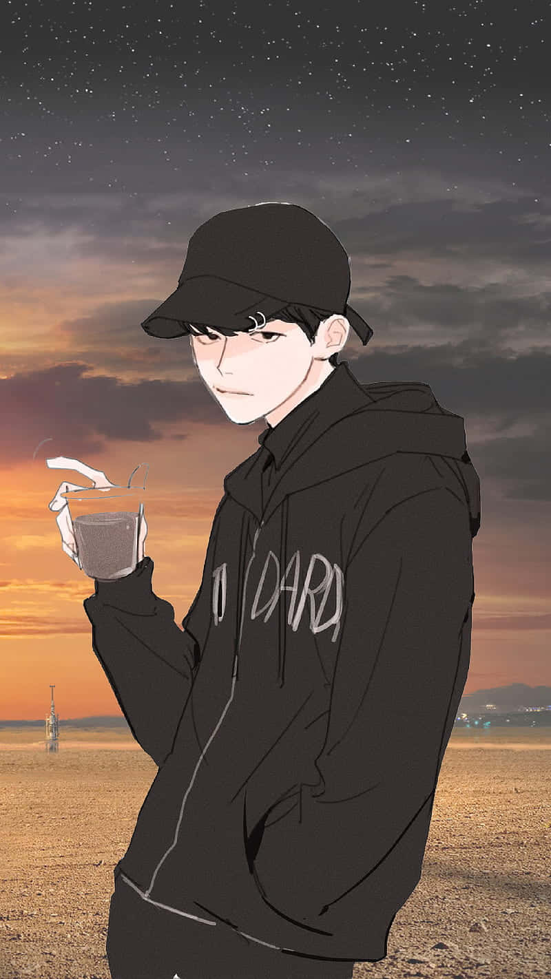 Sad Vibes, anime guy, black hoodie, HD Phone Wallpaper