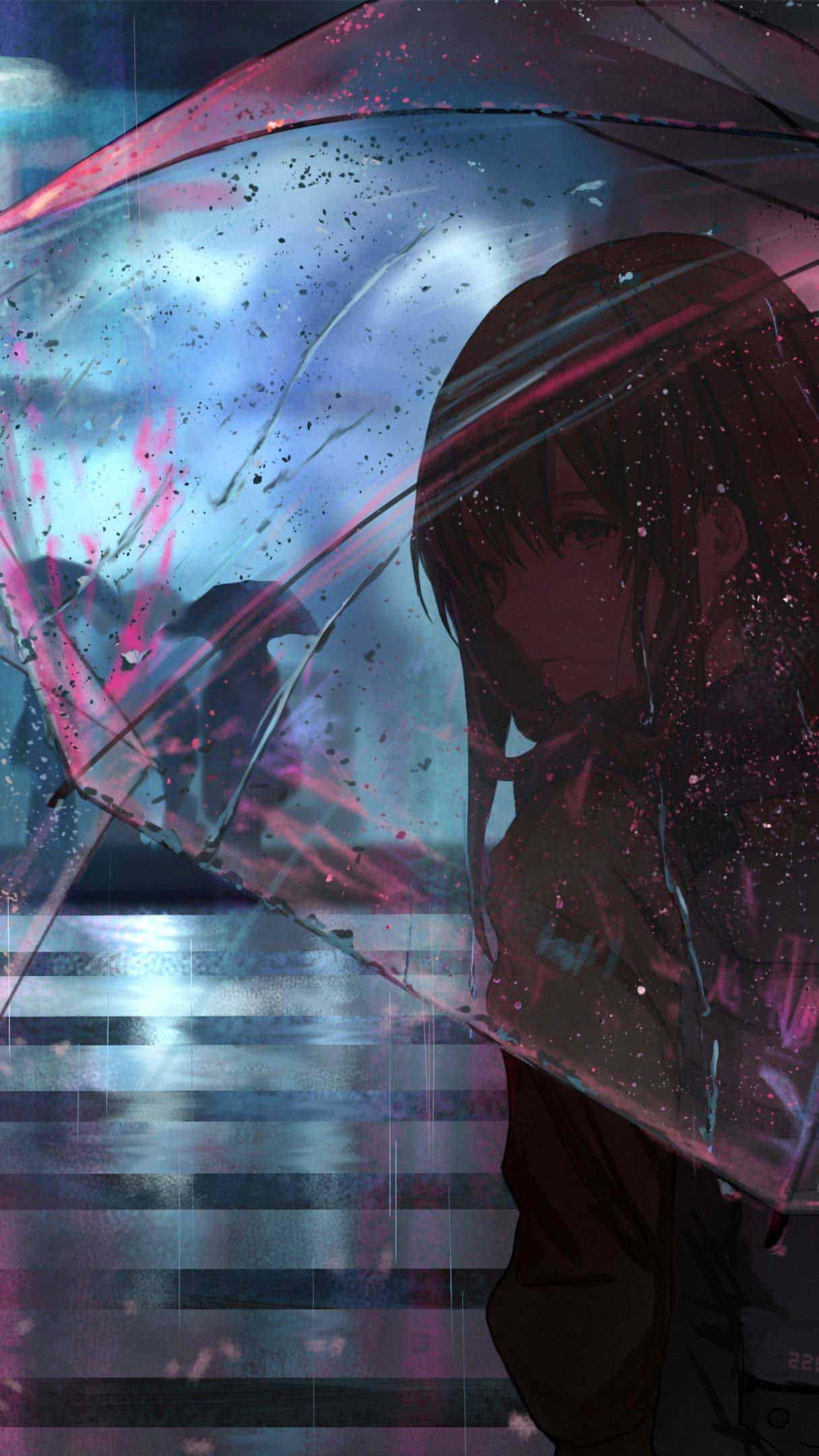 Sad Vibes, anime girl, dark hair, Full HD Phone Wallpaper