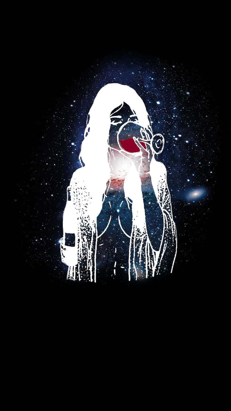 glowing white silhouette, woman with long hair, starry cosmic background, HD Phone Wallpaper