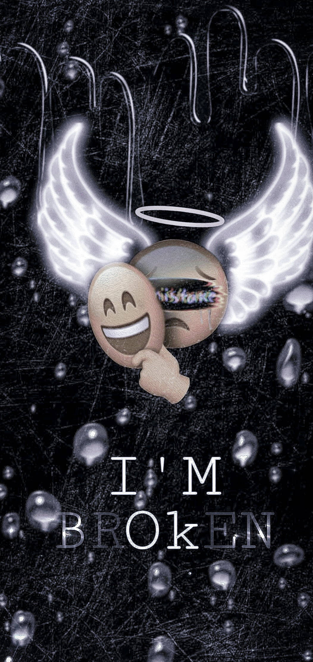broken angel emoji, glowing wings, halo, Full HD Phone Wallpaper