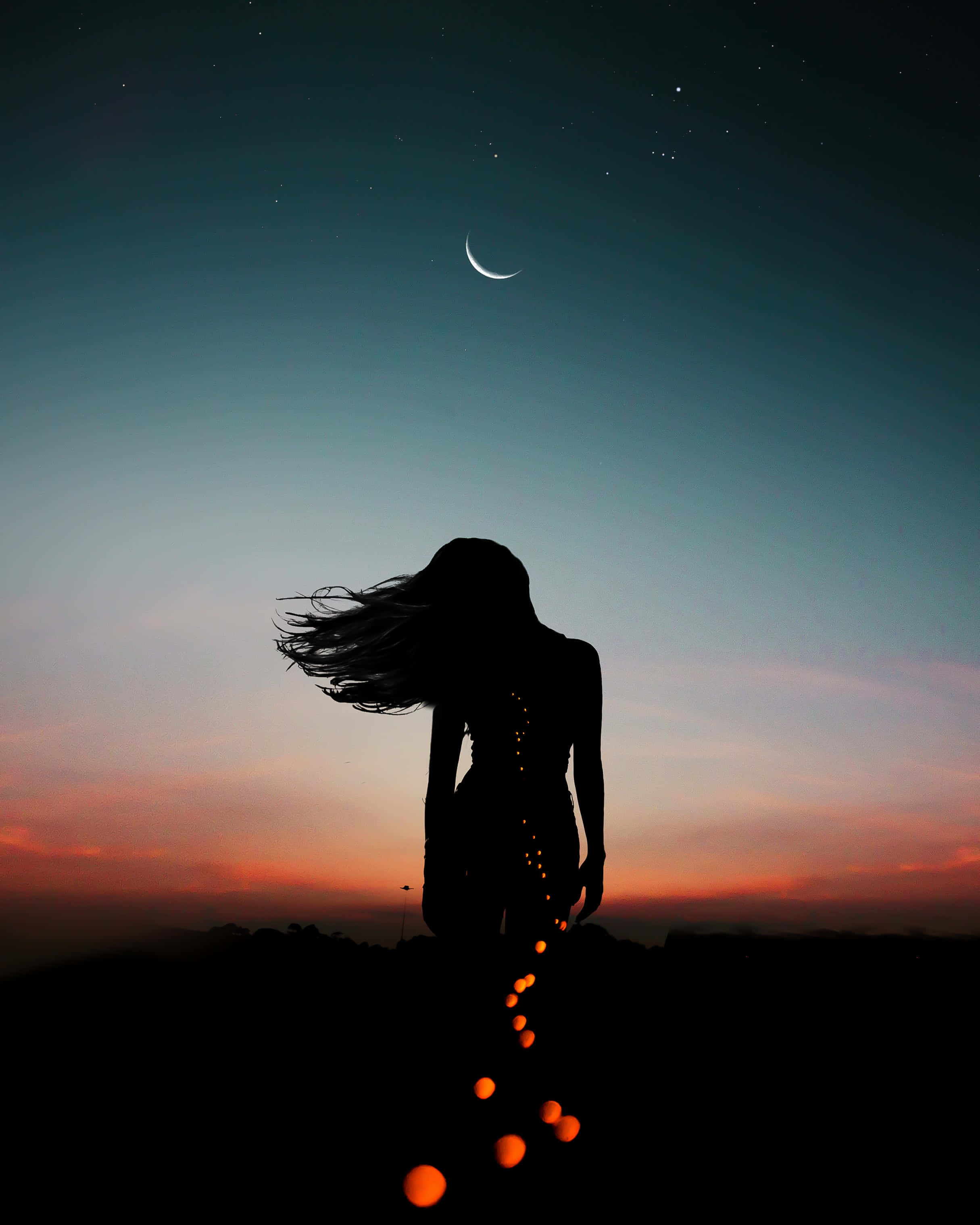 moon, crescent moon, twilight sky, 2K Phone Wallpaper