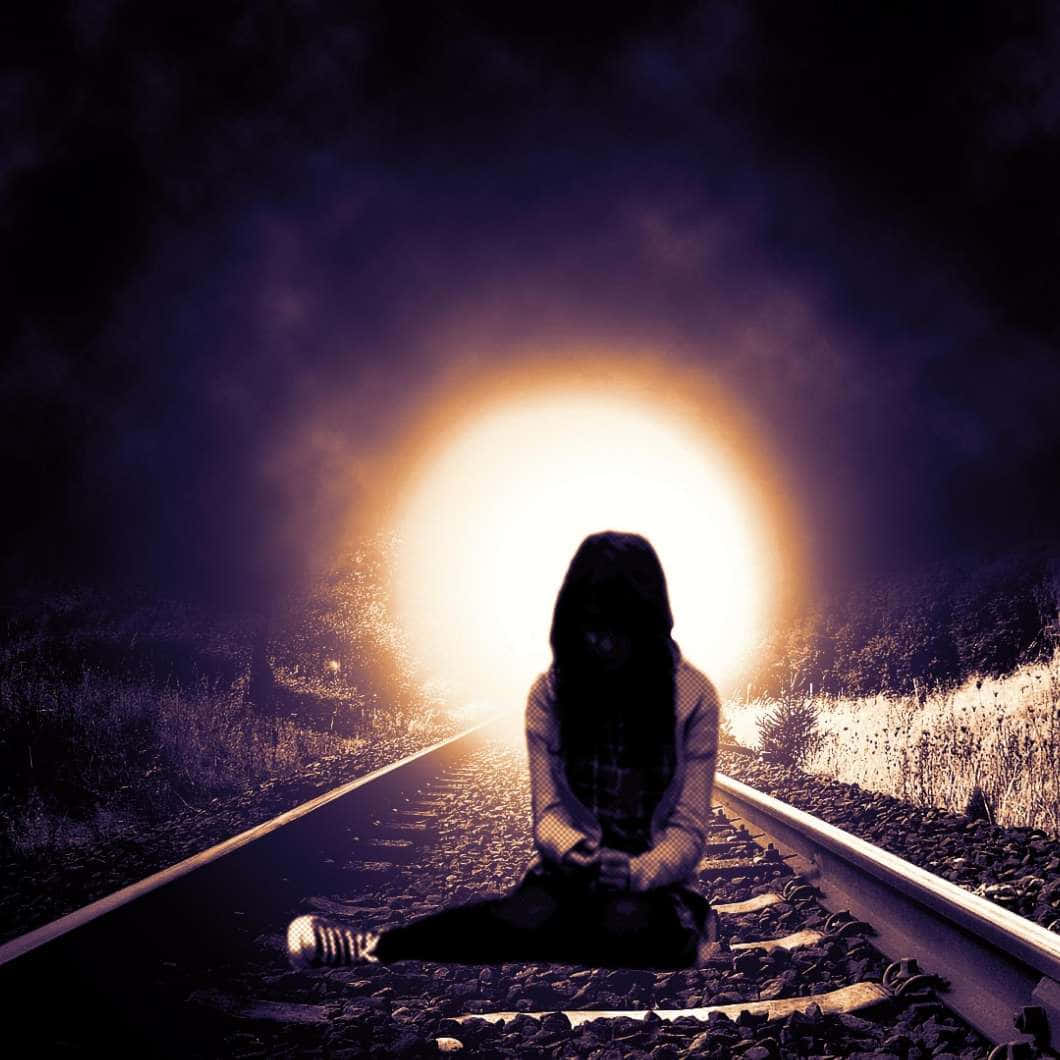 Sad Woman, hooded figure, dark railway tracks, SD Desktop Wallpaper