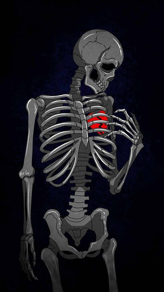 broken heart, iPhone, skeleton, SD Phone Wallpaper