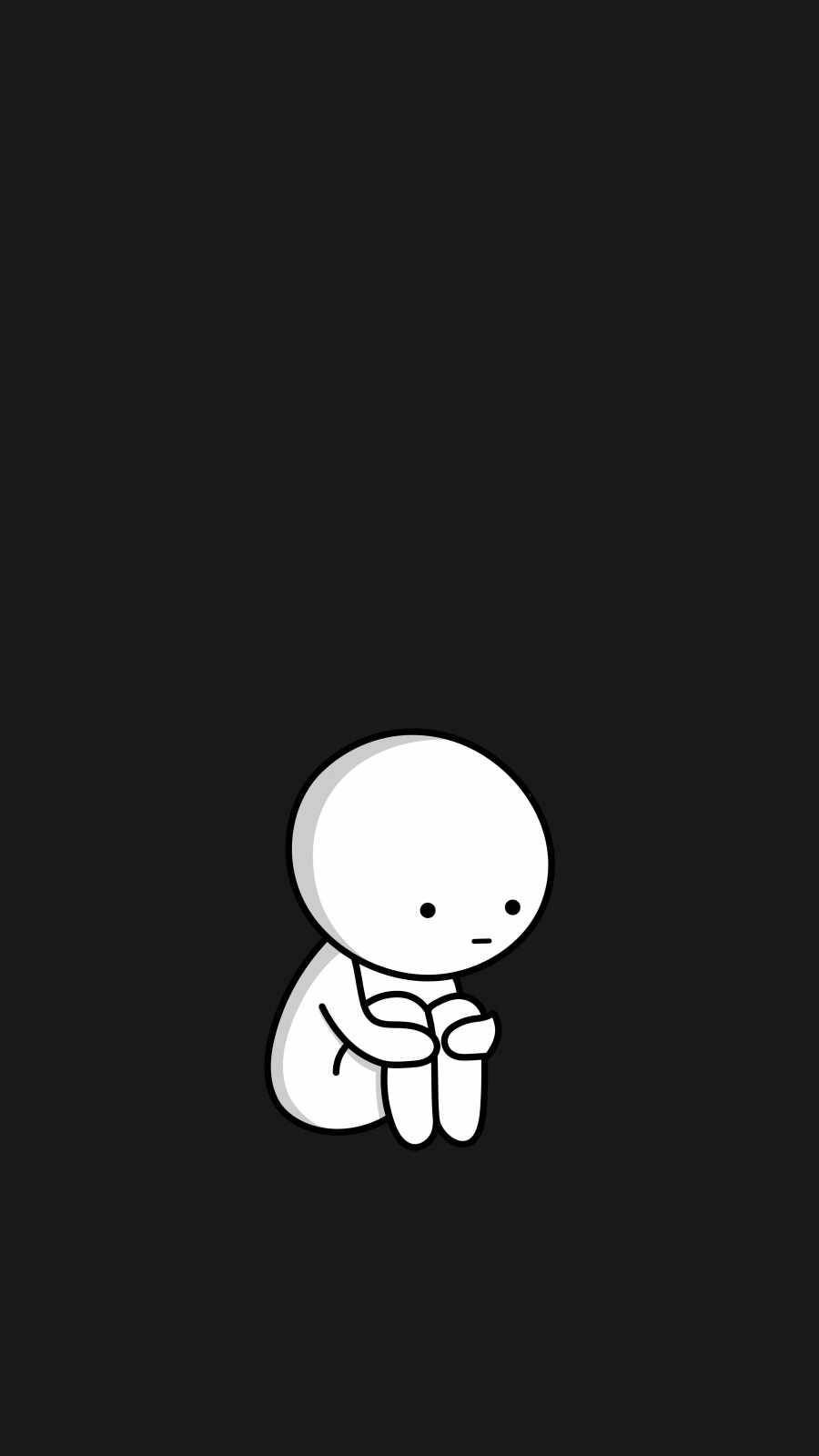 iPhone, white cartoon figure, black background, HD Phone Wallpaper