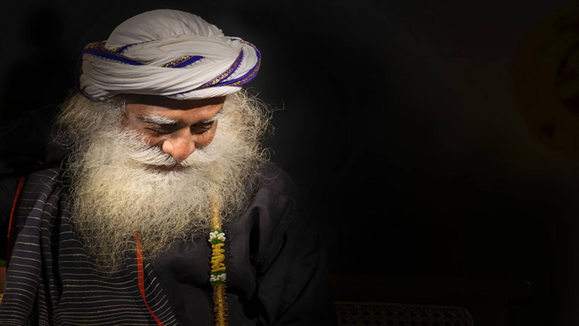 Sadhguru, long white beard, turban, Full HD Desktop Wallpaper