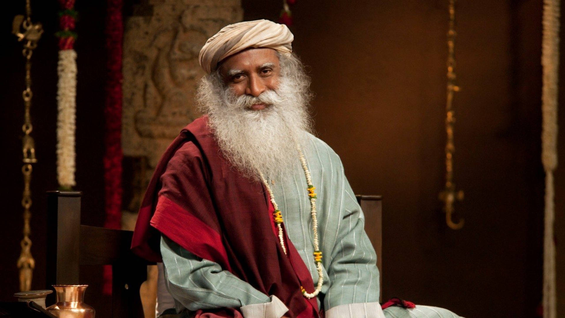 Sadhguru, long white beard, turban, Full HD Desktop Wallpaper