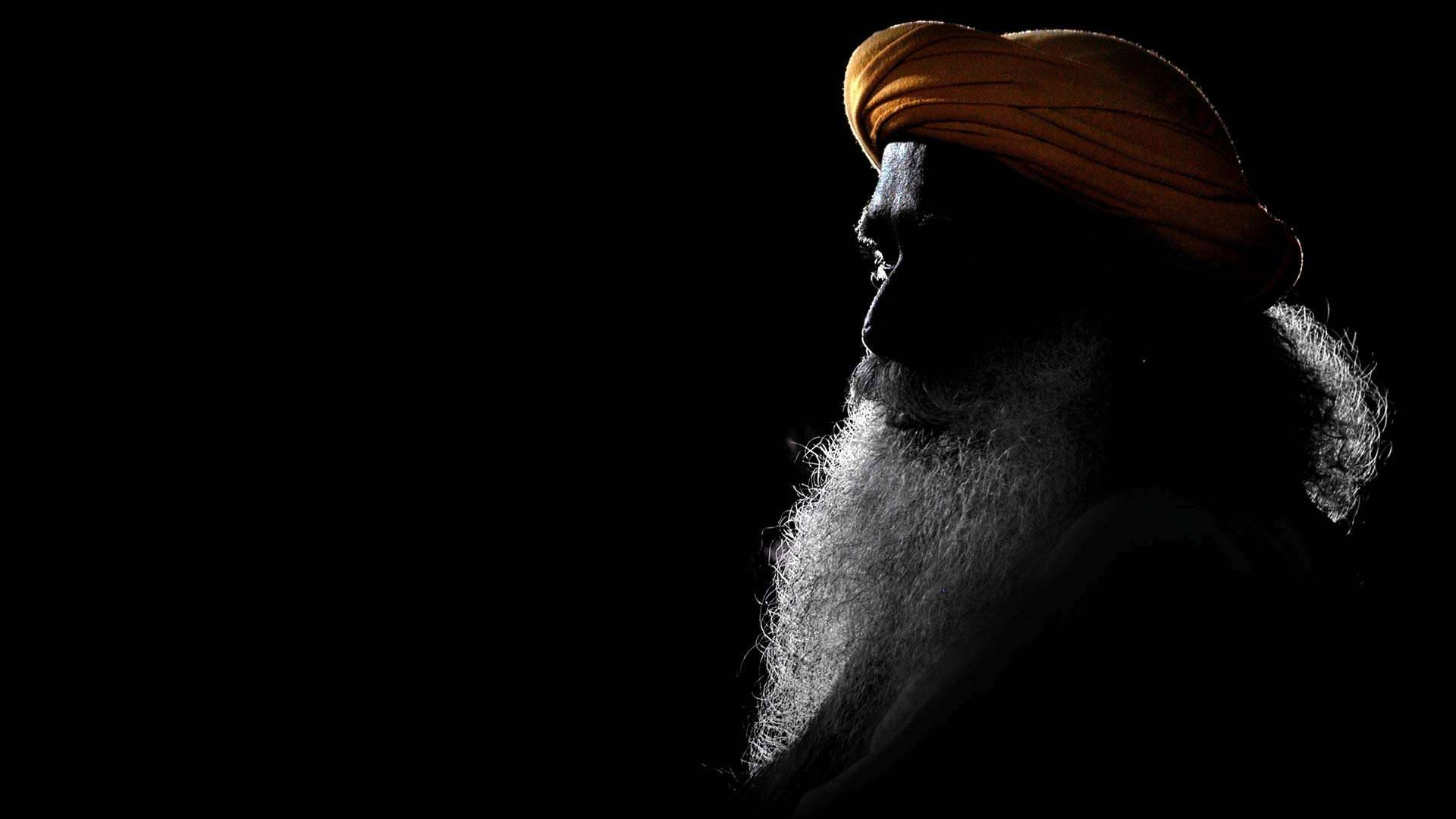 Sadhguru, bearded man, orange turban, Full HD Desktop Wallpaper