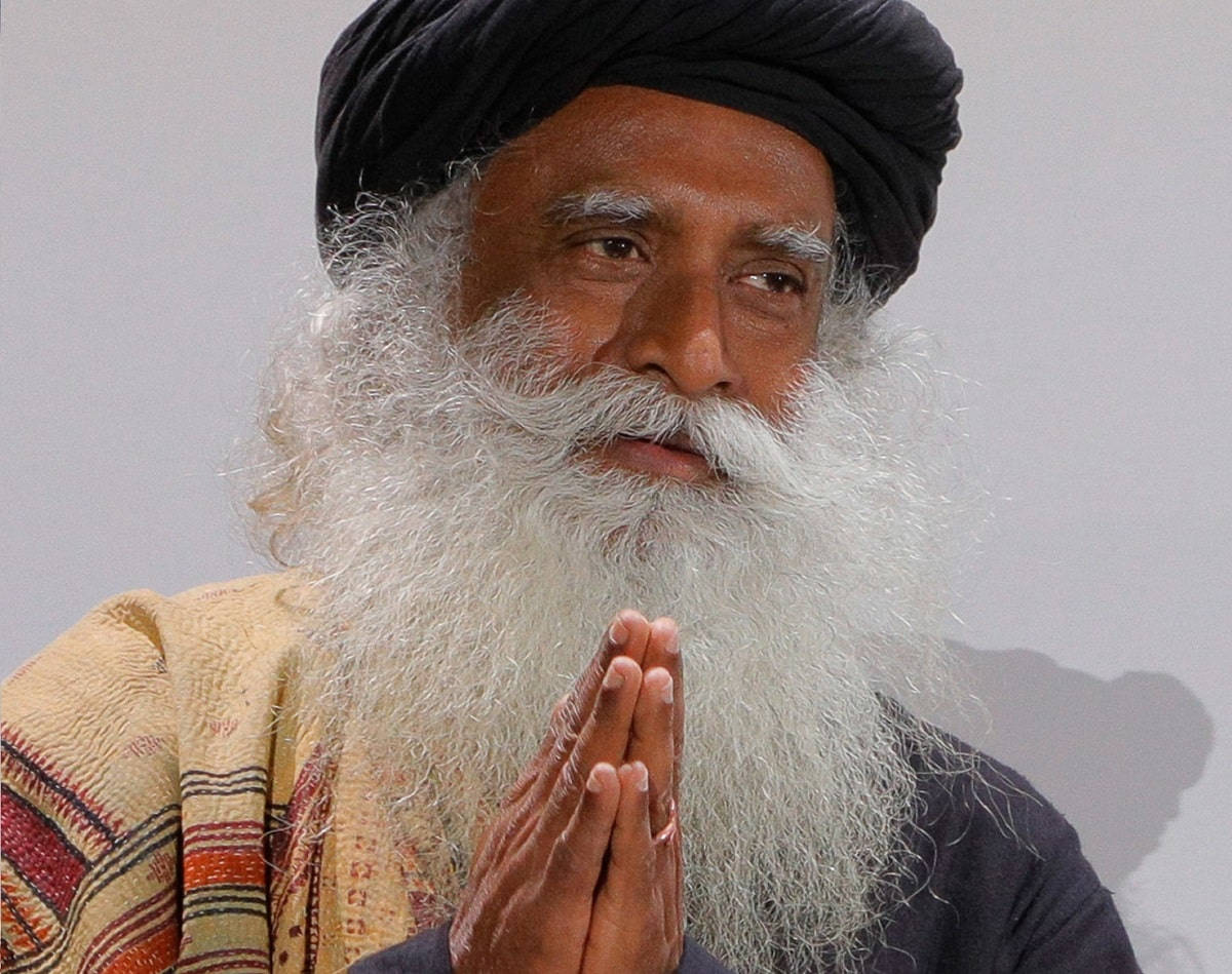 Sadhguru, long white beard, black turban, SD Desktop Wallpaper