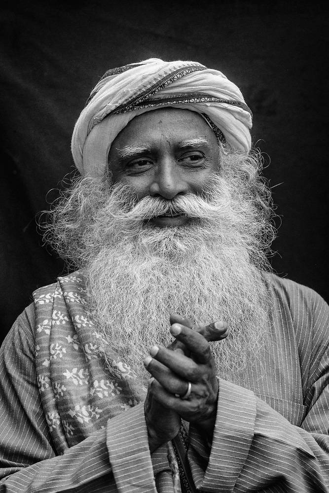 Sadhguru, long white beard, turban, SD Phone Wallpaper