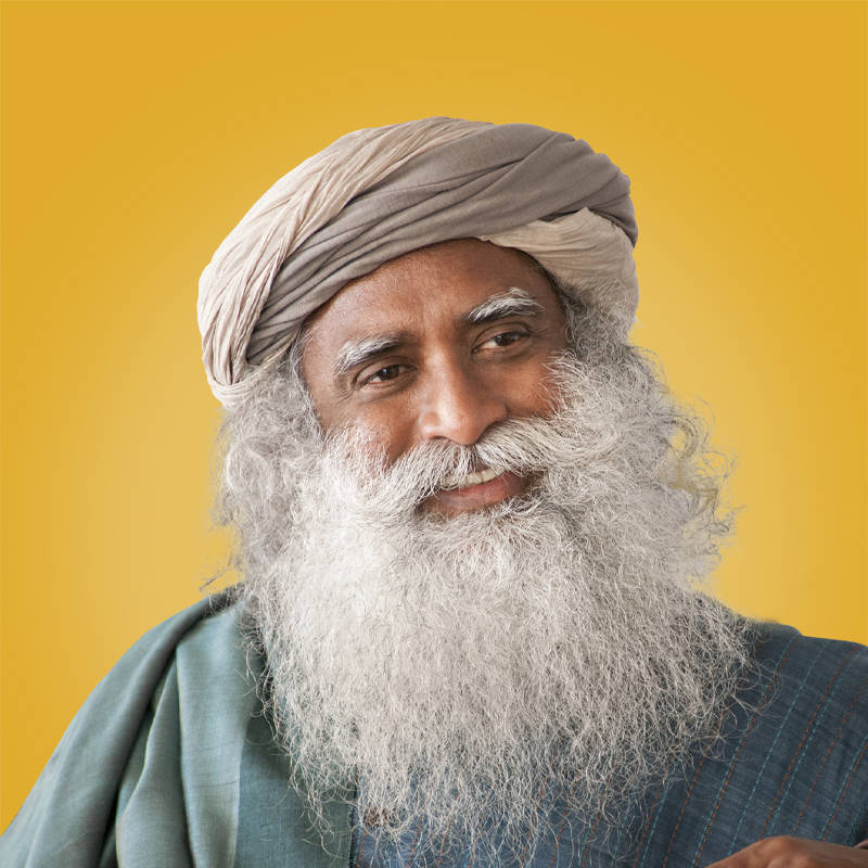 Sadhguru, yellow background, long white beard, SD Desktop Wallpaper