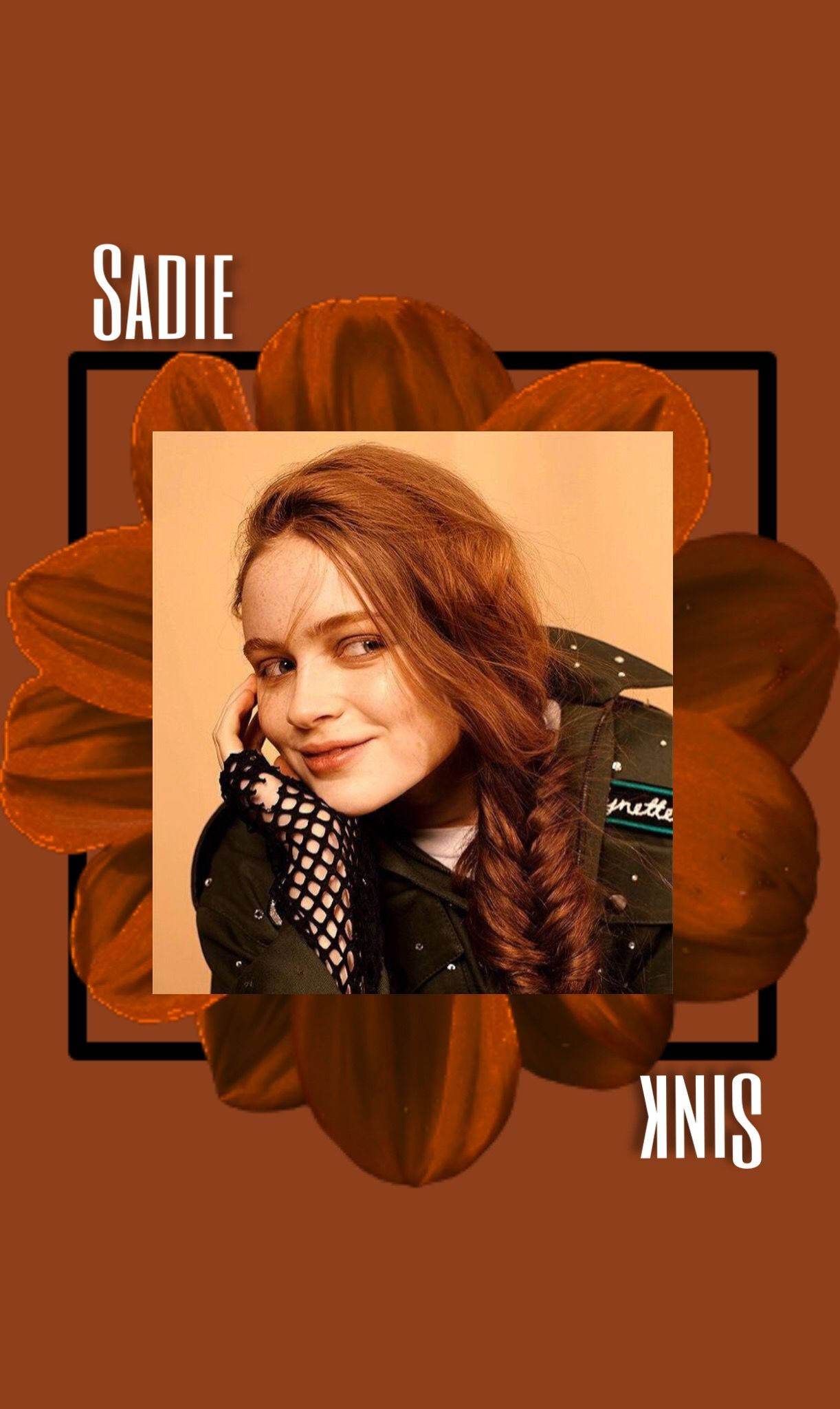 Sadie Sink, red hair, brown flower, Full HD Phone Wallpaper