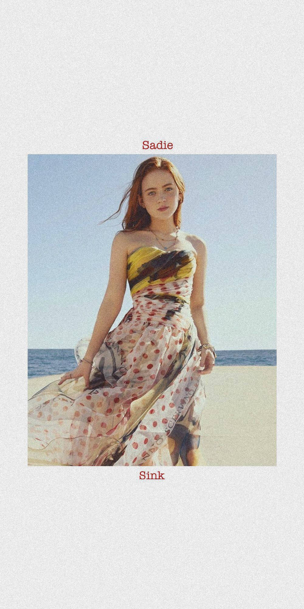 Sadie Sink, beach, ocean, Full HD Phone Wallpaper
