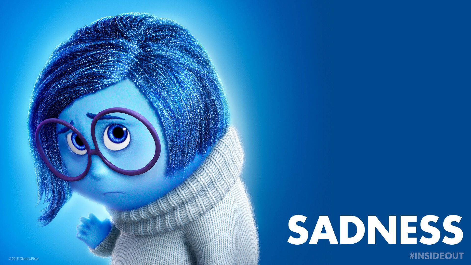 Inside Out, blue-skinned animated character, glasses, Full HD Desktop Wallpaper