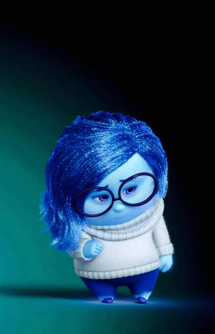 Sadness Inside Out, blue-haired, glasses, SD Phone Wallpaper
