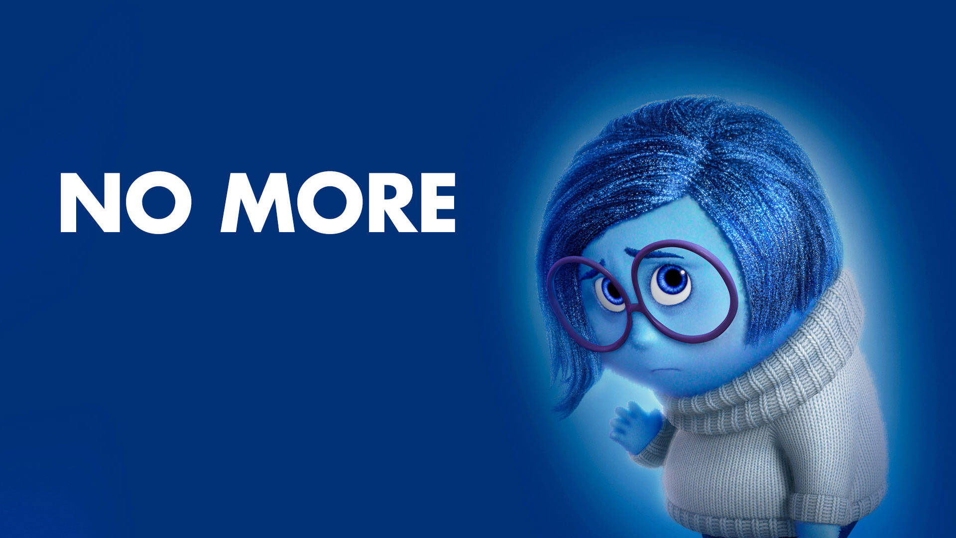 Sadness Inside Out, blue animated character, glasses, Full HD Desktop Wallpaper