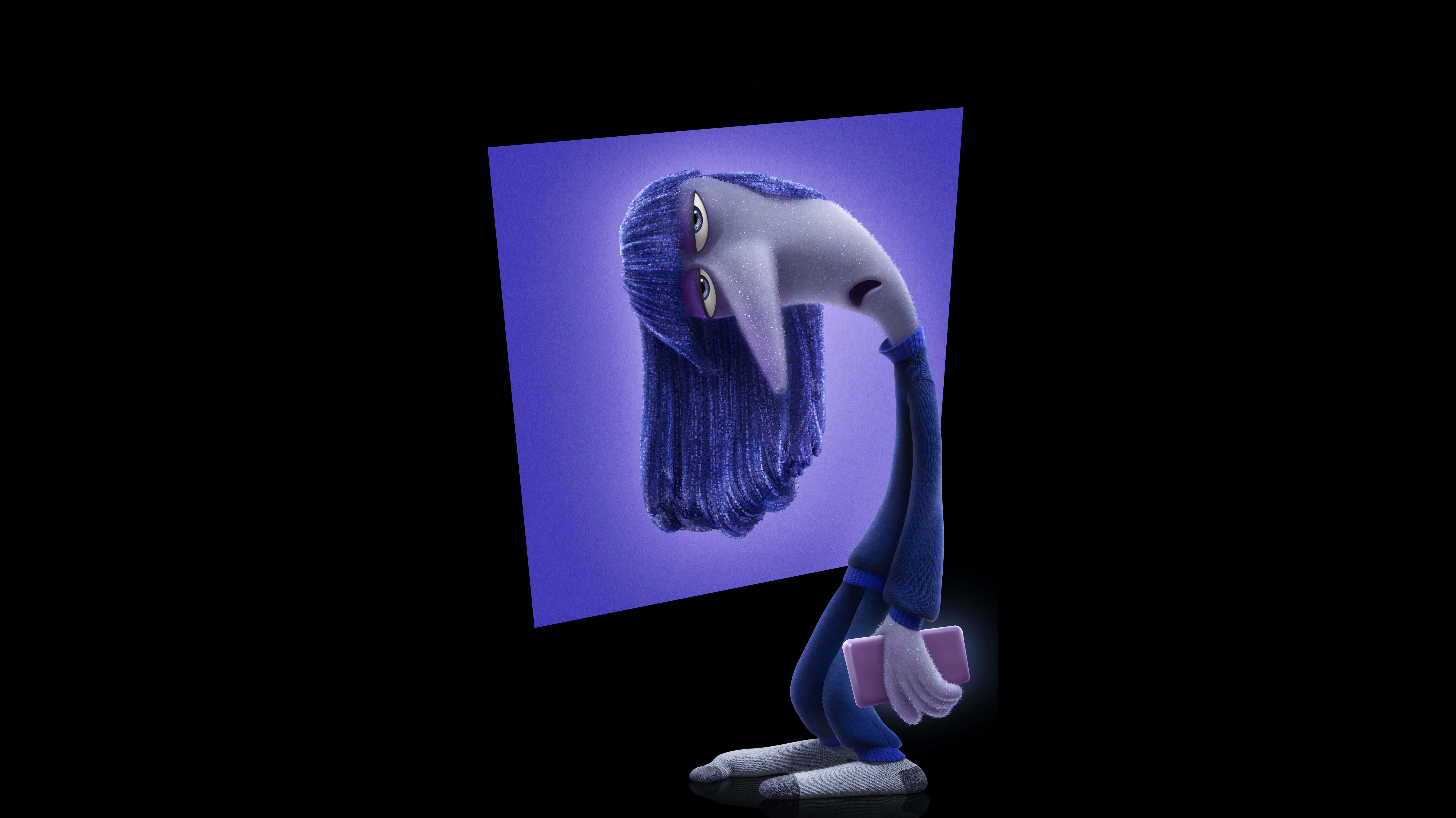 Inside Out, blue animated character, long hair, 8K Desktop Wallpaper