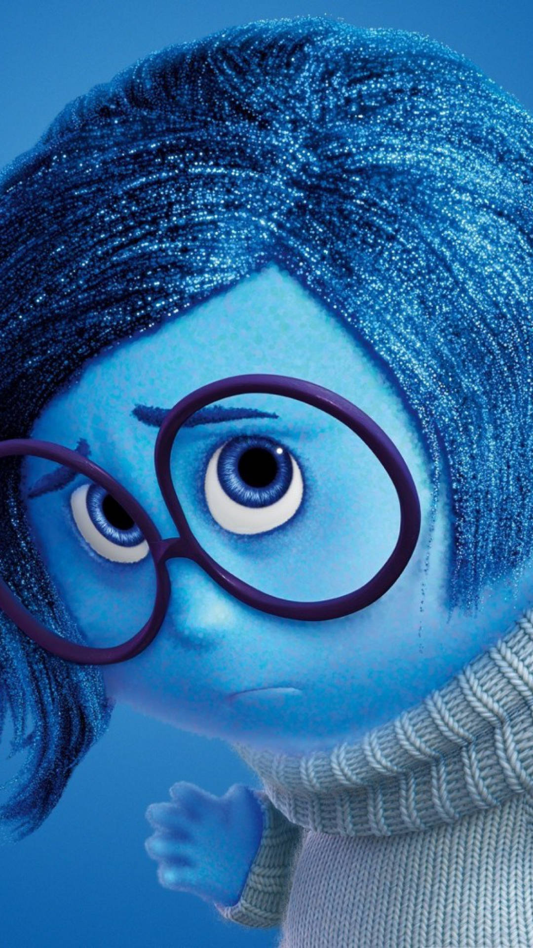 blue animated character, glittery hair, glasses, Full HD Phone Wallpaper