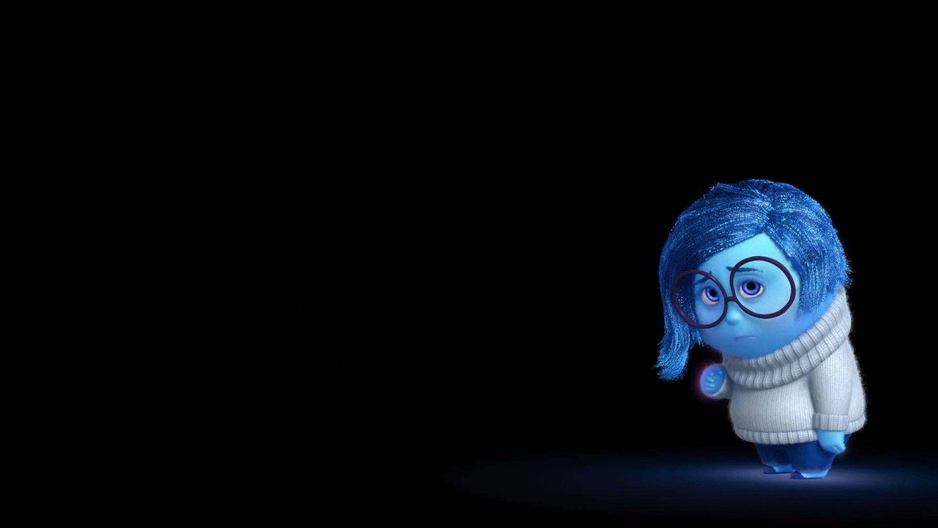 Sadness, blue animated character, glasses, Full HD Desktop Wallpaper