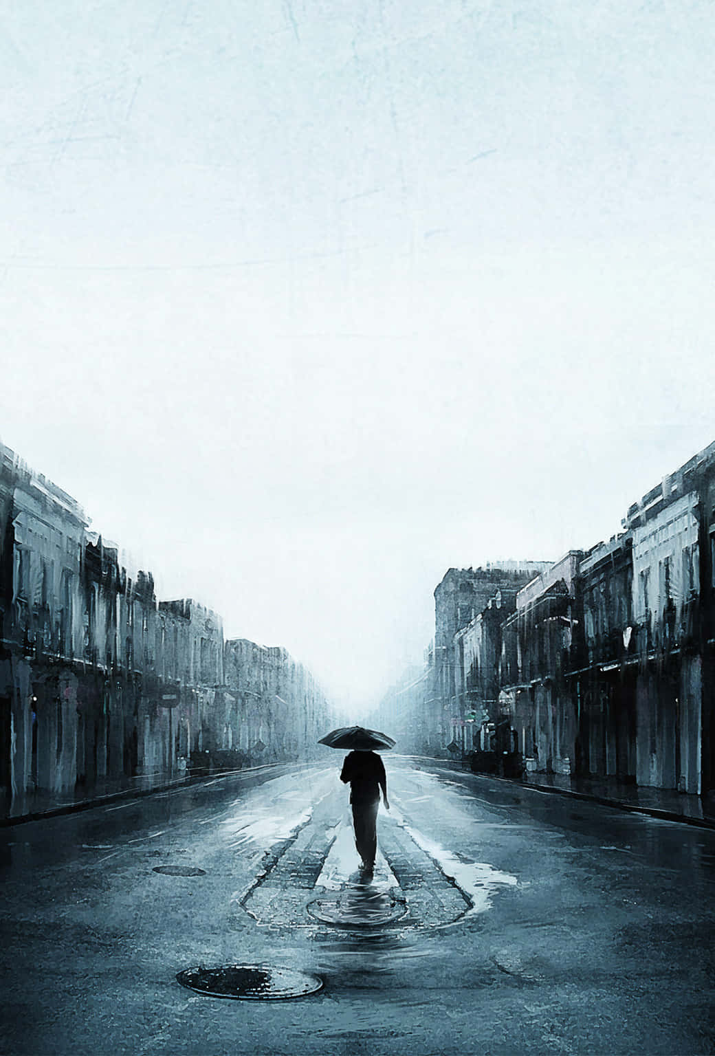 empty road, lonely road, wet city street, HD Phone Wallpaper