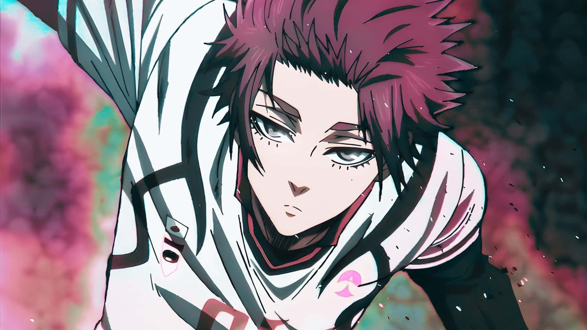 Sae Itoshi, spiky magenta hair, intense eyes, Full HD Desktop Wallpaper