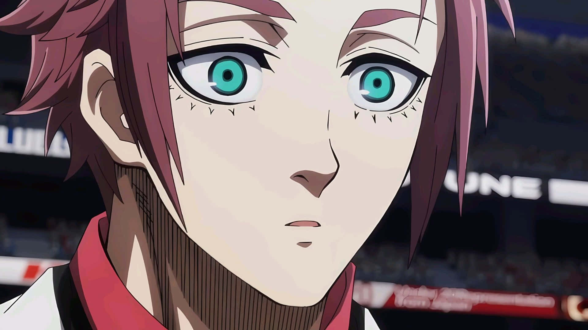 Sae Itoshi, teal eyes, pink hair, Full HD Desktop Wallpaper