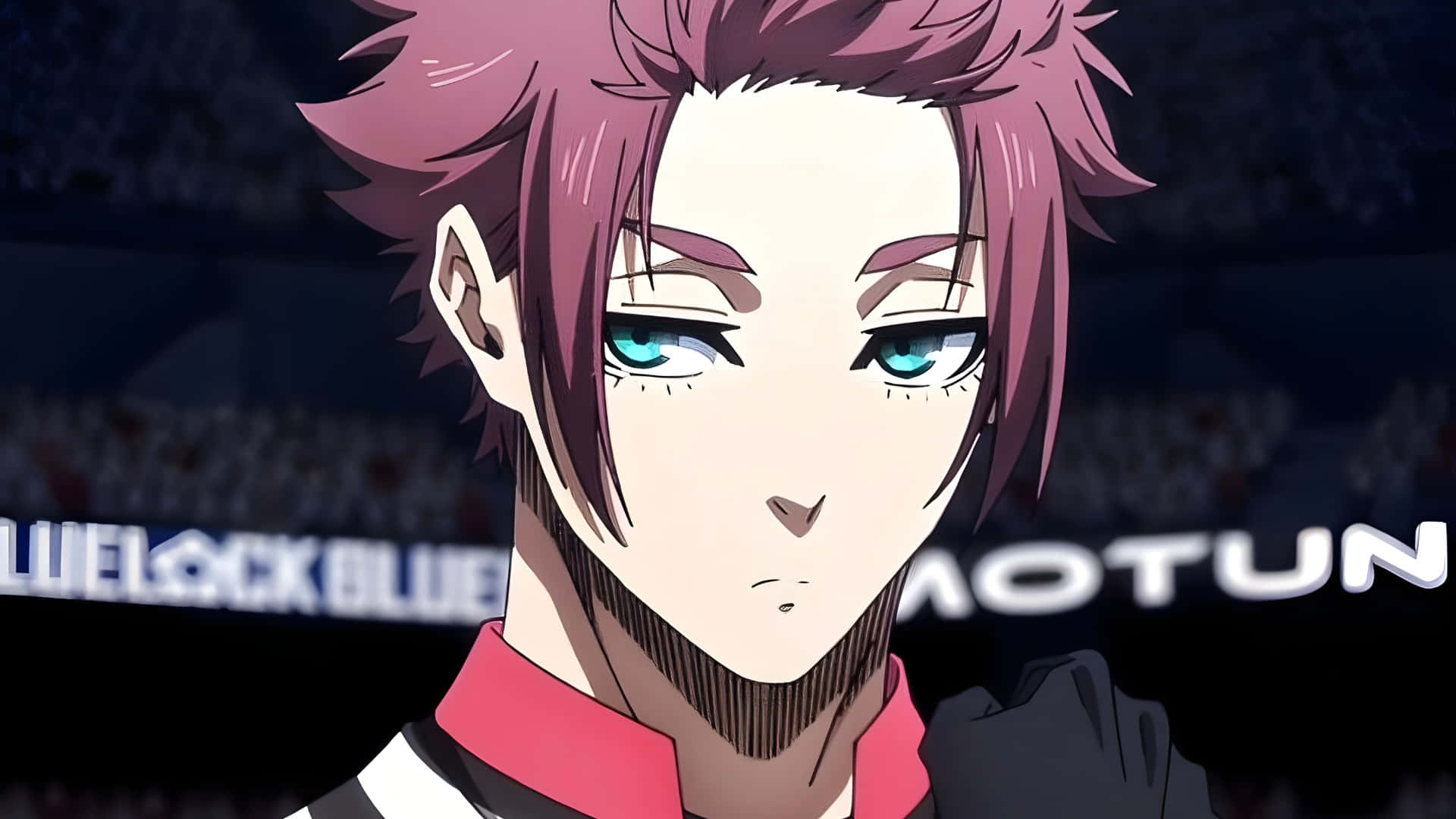 Sae Itoshi, spiky pink hair, piercing blue eyes, Full HD Desktop Wallpaper