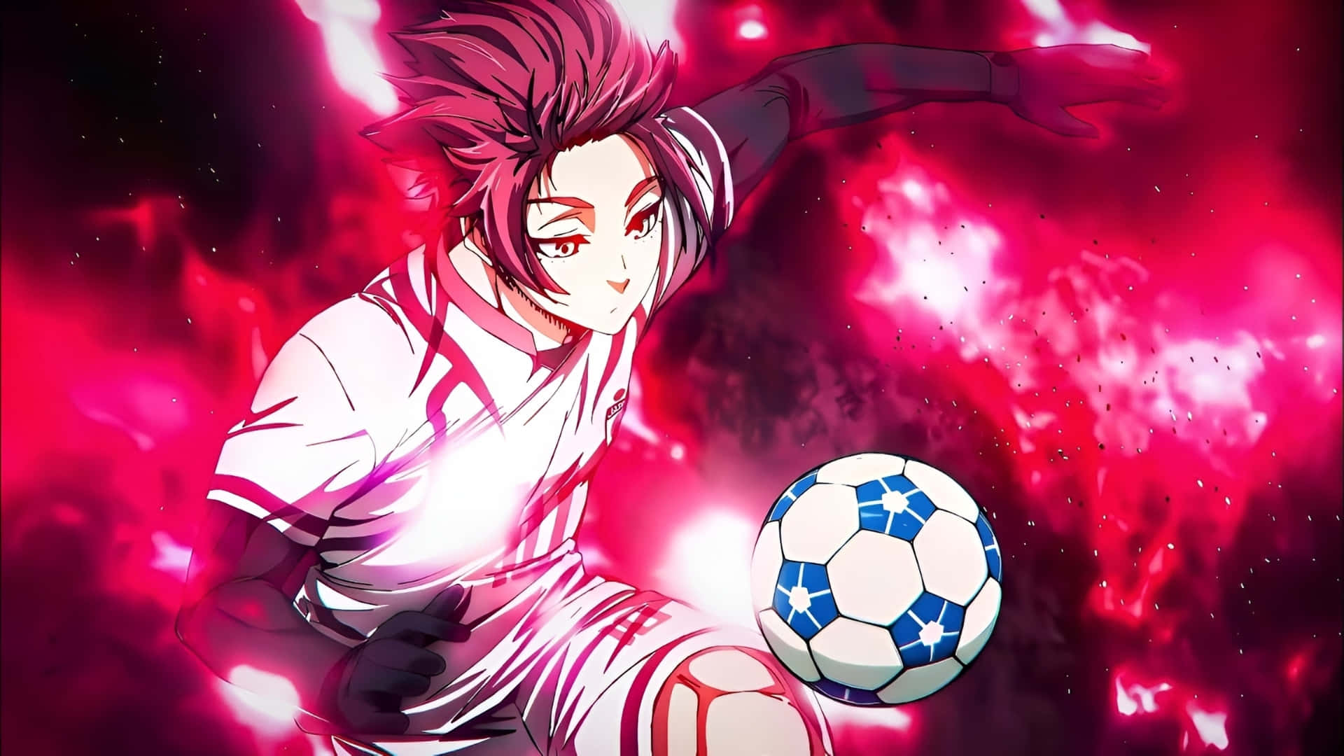 Sae Itoshi, spiky pink hair, blue and white ball, Full HD Desktop Wallpaper