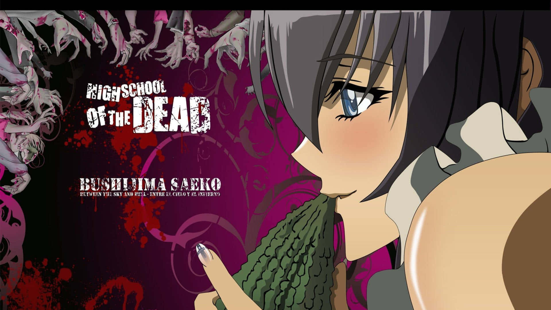Saeko Busujima, gray hair, blue eyes, Full HD Desktop Wallpaper