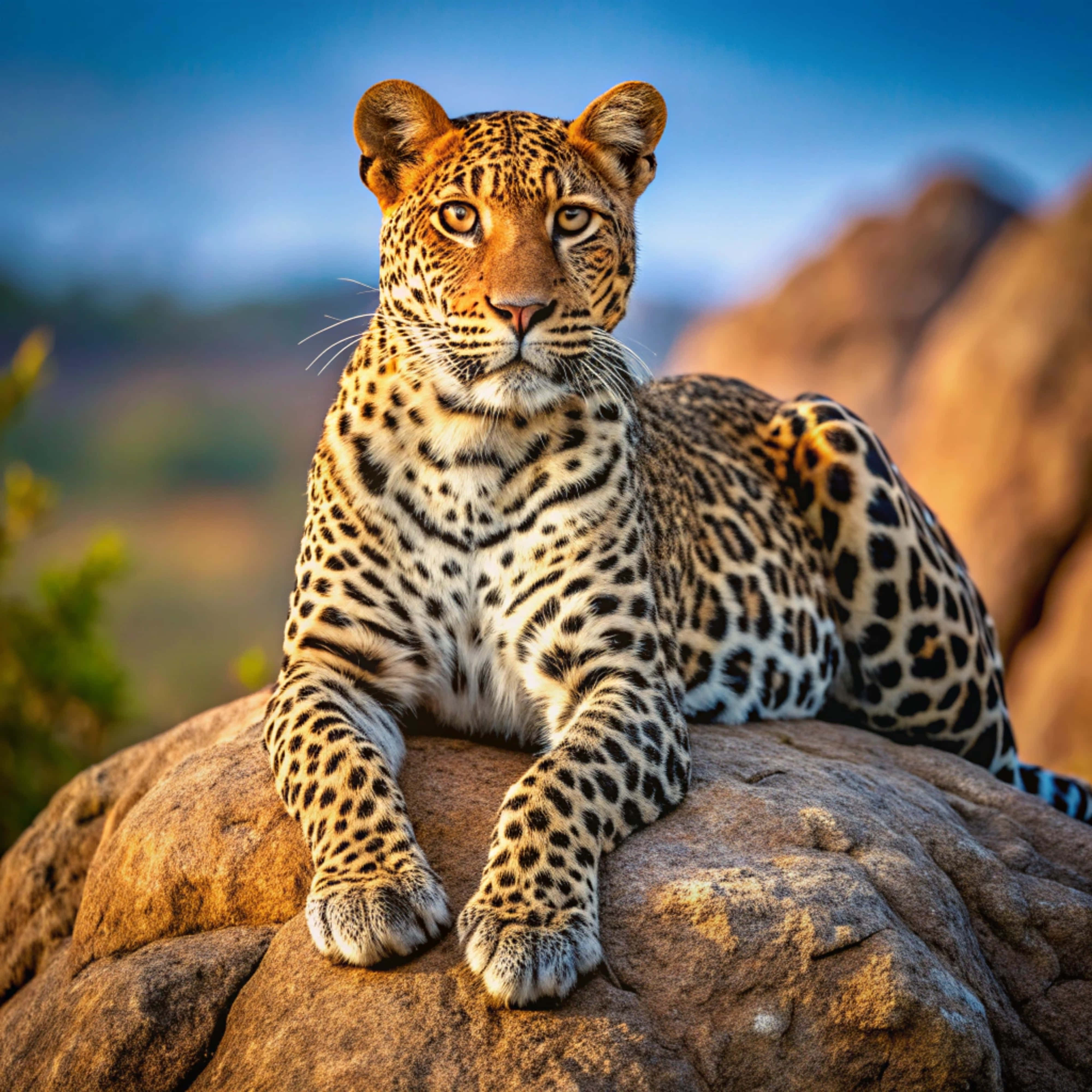 leopard, golden fur, black rosettes, 4K Desktop Wallpaper